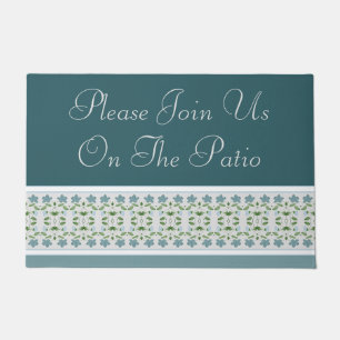 Patio willkommen in Aquamarin blau Fußmatte