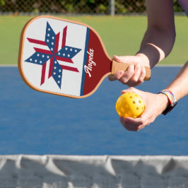 Patiostar mit rot-weißem Flaggenmuster Pickleball Schläger