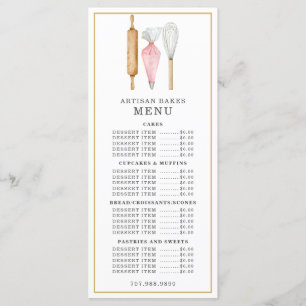 Pâtisserie Chef Aquarelle Cuisinière Menu