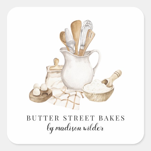 Pâtisserie Chef Aquarelle Produits Étiquettes (Devant)