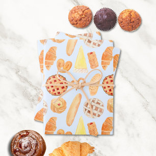 Patisserie Französische Bäckerei Gebäck Brot Essen Geschenkpapier Set