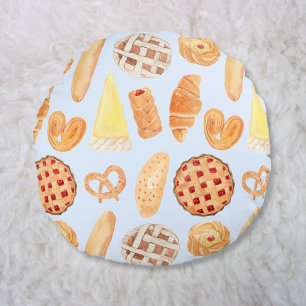 Patisserie Französische Bäckerei Gebäck Brot Essen Rundes Kissen