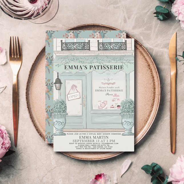 Patisserie Green Virtual Baby Dusche Einladung (Von Creator hochgeladen)