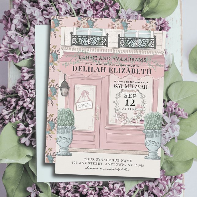 Patisserie Paris Pink Bat Mitzvah Einladung (Von Creator hochgeladen)
