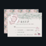 Patisserie Paris Pink Bat Mitzvah RSVP Karte<br><div class="desc">Dieses niedliche französische Café/Bäckerei/Patisserie Thema Bat Mitzvah UAWG/Response/Antwort-Karte verfügt über eine rosa Box und Kuchen/Desserts auf einem Kuchenstand. Auf der Rückseite ist ein hellrosa Hintergrund mit Blumenmustern zu sehen. Personalisieren Sie Ihre Bedürfnisse. Mehr passende Produkte finden Sie in meinem Geschäft.</div>
