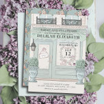 Patisserie QR Green Bat Mitzvah Einladung<br><div class="desc">Dieses niedliche französische Café/Bäckerei/Patisserie-Thema Bat Mitzvah lädt mit einem cremefarbenen Hintergrund mit einer französischen Konditorei/Bäckerei/Café-Schaufenster in Pistaziengrün zum Verweilen ein. Auf der Rückseite befindet sich Ihr QR-Code auf einem Pistaziengrün mit Blumenmustern. Personalisieren Sie Ihre Bedürfnisse. Mehr passende Produkte finden Sie in meinem Geschäft.</div>