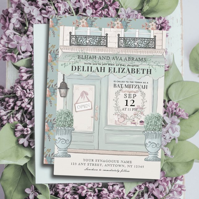 Patisserie QR Green Bat Mitzvah Einladung (Von Creator hochgeladen)