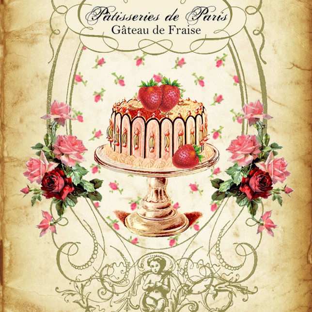 Pâtisseries de Paris Gâteau de Fraise Decoupage Seidenpapier (Von Creator hochgeladen)