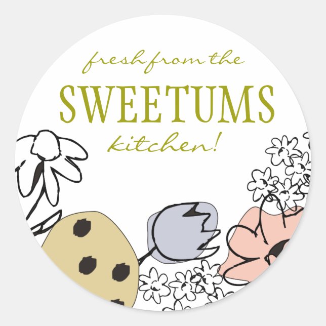 pâtisseries esquissées bonbons fleurs étiquette ca (Devant)