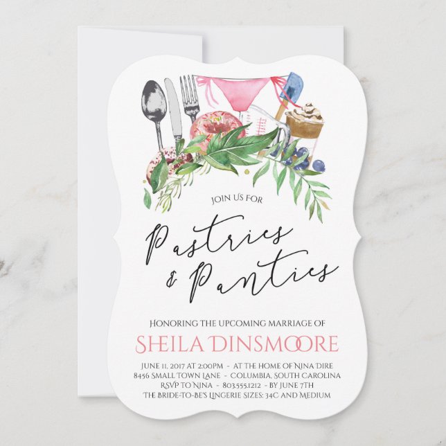 Pâtisseries et culottes Lingerie Douche Invitation (Devant)
