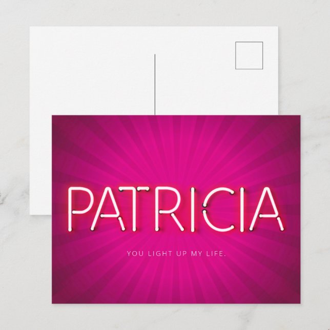 Patricia Name in leuchtenden Neonleuchten Postkarte (Vorne/Hinten)