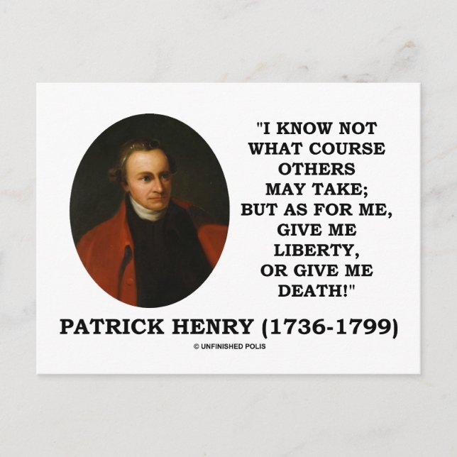 Patrick Henry gibt mir Freiheit oder Tod! Postkarte (Vorderseite)