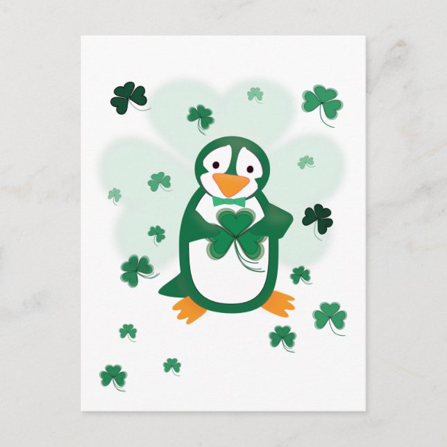 Patrick Penguin St. Patrick's Day Postcard Postkarte (Vorderseite)