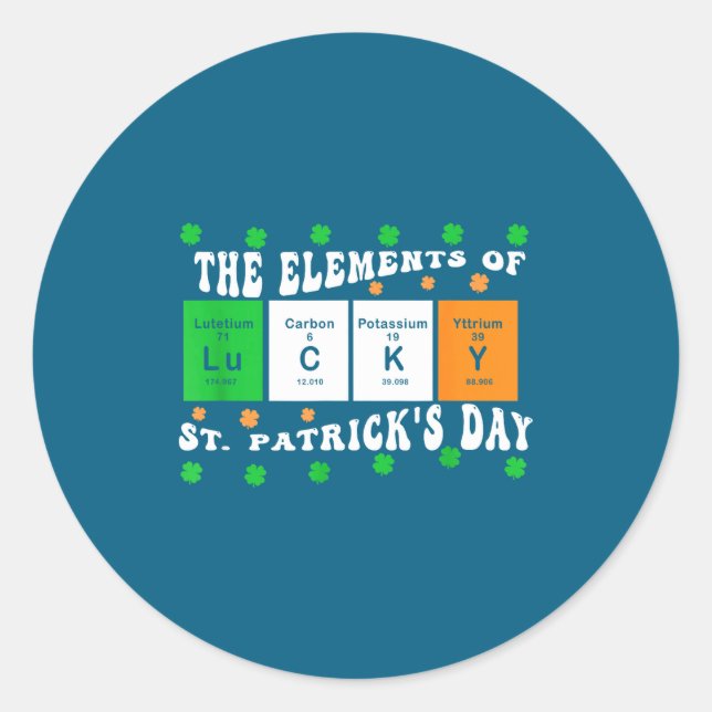 Patricks Day Funny Elements Of Lucky Periodic Tabl Runder Aufkleber (Vorderseite)