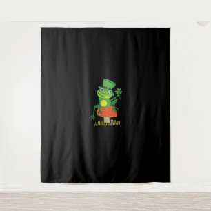 Patricks Day Funny Frog Kleeblatt Mushroom Cottage Wandteppich