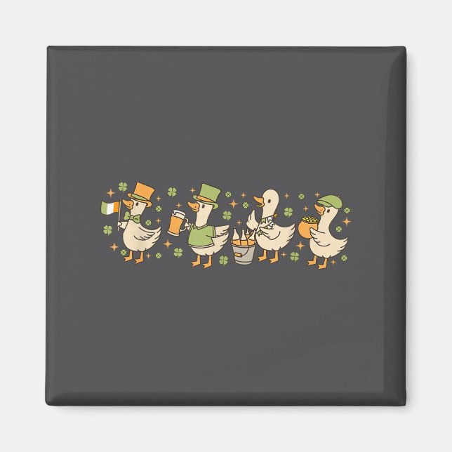 Patricks Day,funny Goose, Shamrock, Beer Gift Tee  Magnet (Vorne)