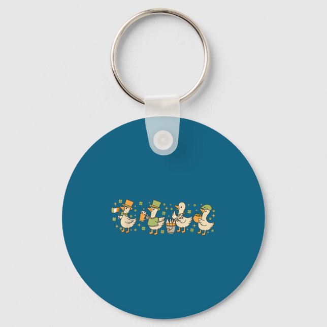 Patricks Day,funny Goose, Shamrock, Beer Gift Tee  Schlüsselanhänger (Vorderseite)