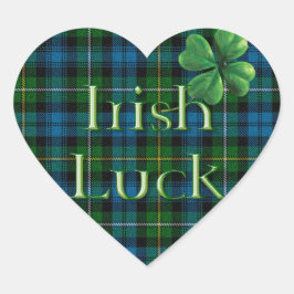 Patrick's Day "Irish Luck Tartan" Herz-Aufkleber