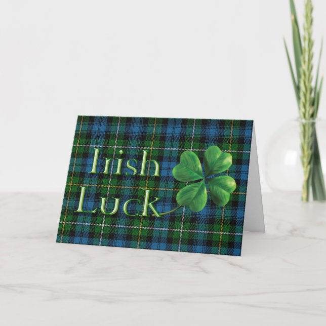 Patrick's Day "Irish Luck Tartan" Karte (Vorderseite)