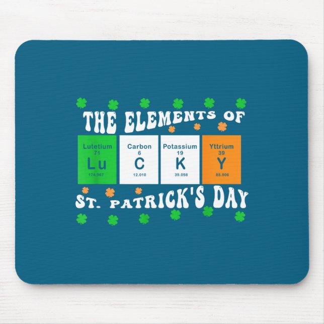 Patrick's Day Lustige Elemente des Glücks Perioden Mousepad (Vorne)