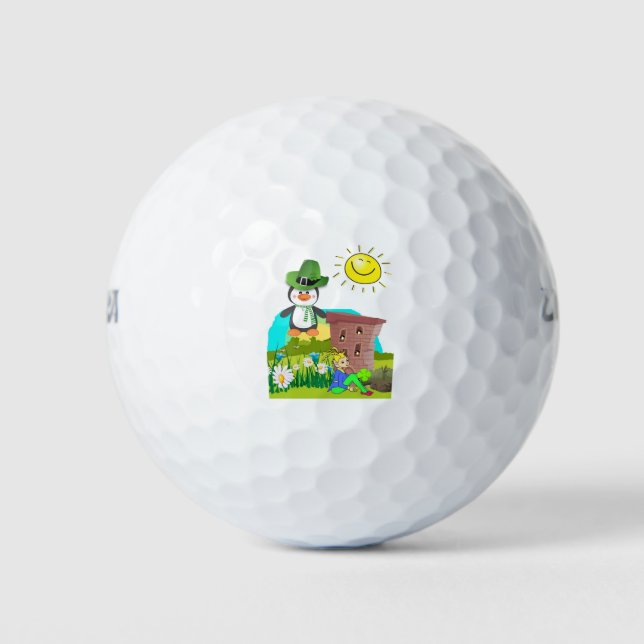 Patrick's Day Pinguin Leprechaun Golfball (Vorderseite)