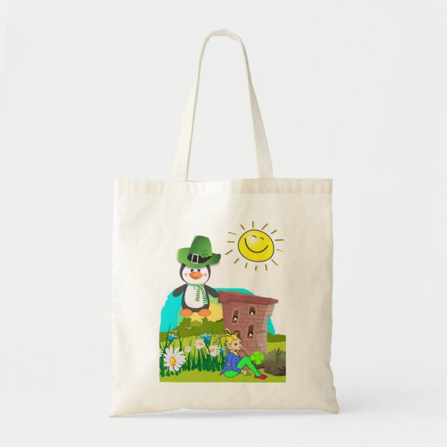 Patrick's Day Pinguin Leprechaun Tragetasche (Vorne)