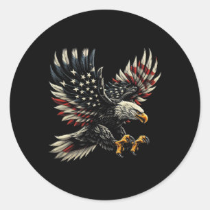 Patrioamerikaner mit Adler und US-Flagge Runder Aufkleber