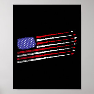 Patriot 4. Juli Kampfjets Flugzeug USA-Flagge Ki Poster