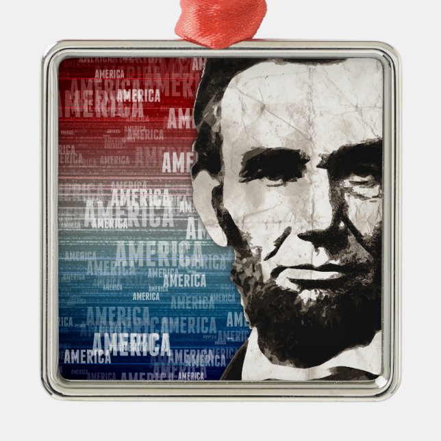 Patriot Abraham Lincoln Silbernes Ornament (Vorne)
