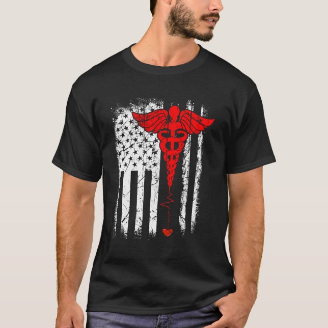 Patriot Apparel Nurse Thin Red Line American Flag T-Shirt (Vorderseite)