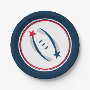 Patriot-blauer/roter/weißer Fußball 7" Pappteller