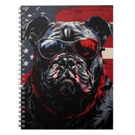 Patriot Bulldog with American Flag 4th of July Notizblock