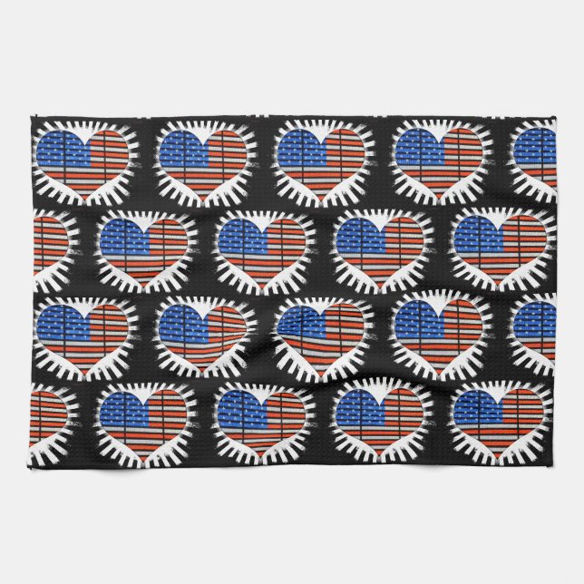 Patriot Heart American Flag Küchentuch (Horizontal)