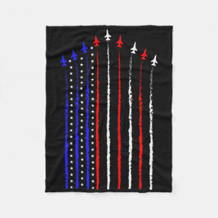 Patriot July 4. Fighter Jets Airplane USA Flag Ki Fleecedecke