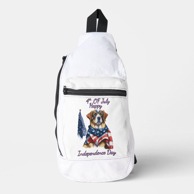 Patriot Pup US Flagge Independence Day Crossbody Bag (Vorderseite)