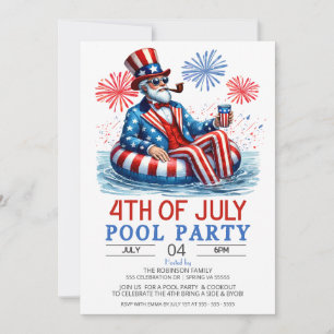 Patriot rot und blau 4. Juli Pool Party Einladung