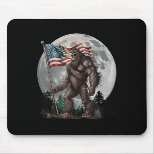 Patriot Sasquatch Bigfoot Merica Us Flag Moon 4. Mousepad