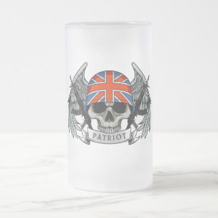 Patriot Skull und Wings Mattglas Bierglas