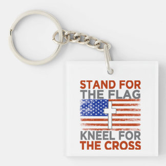 Patriot steht für die Fahne Kneel für das Kreuz Schlüsselanhänger