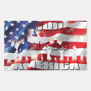 Patrioter Gott segne Amerika-Flagge Rechteckiger Aufkleber
