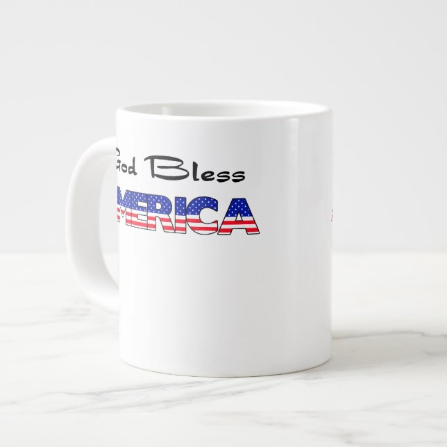 Patrioter Gott segne Amerika Jumbo-Tasse (Vorderseite Links)