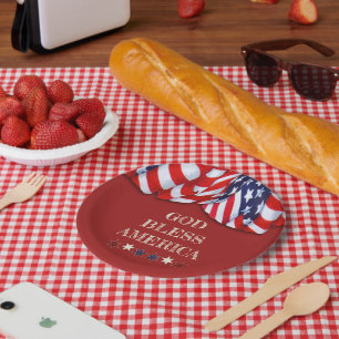 Patrioter Gott segne Amerika Red White Blue Jagd Pappteller