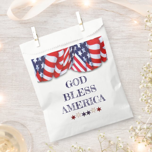 Patrioter Gott segne Amerika Rotes Blaues Jagdtier Geschenktütchen (Ausgeschnitten)