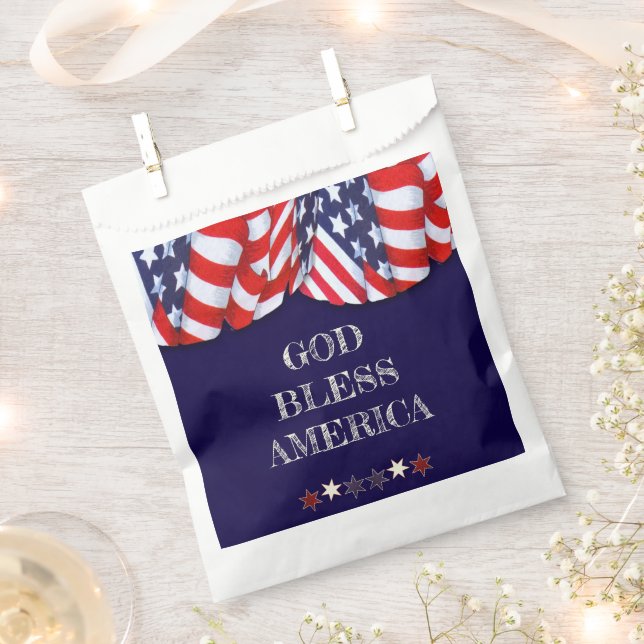 Patrioter Gott segne Amerika Rotes Blaues Jagdtier Geschenktütchen (Ausgeschnitten)