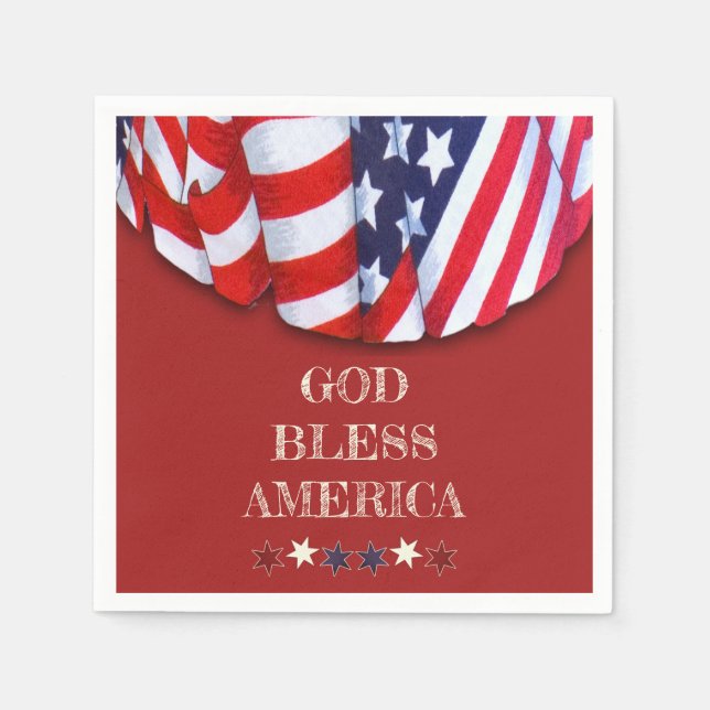 Patrioter Gott segne Amerika Rotes Blaues Jagdtier Serviette (Vorderseite)