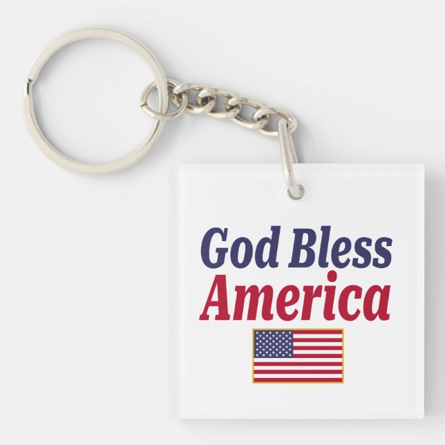 Patrioter Gott segne Amerika Schlüsselanhänger (Vorderseite)