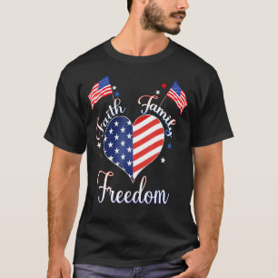 Patriotic 4. Juli Amerikanische Flagge Herz Faith T-Shirt