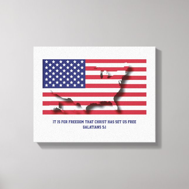 Patriotic 4. Juli Amerikanische Flagge Leinwanddruck (Vorderseite)