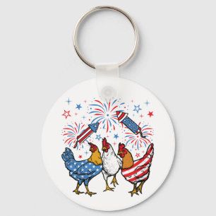 Patriotic 4. Juli Circle von Chicken USA Flag Patr Schlüsselanhänger