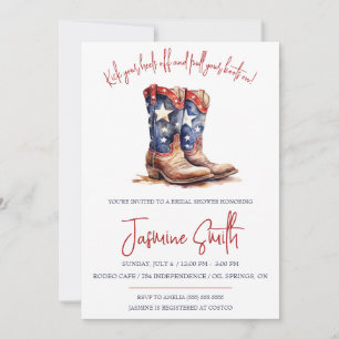 Patriotic 4. Juli, Cowgirl Boots Brautparty Einladung